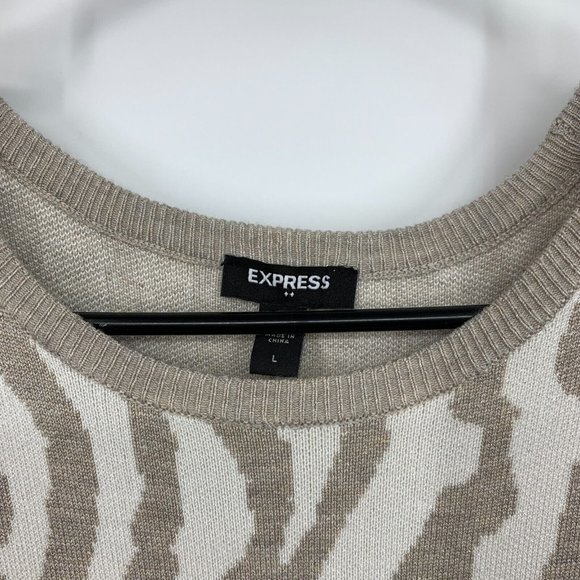 Express Dress Zebra Print Stretch Knit Long Sleeve Bodycon - Picture 3 of 11